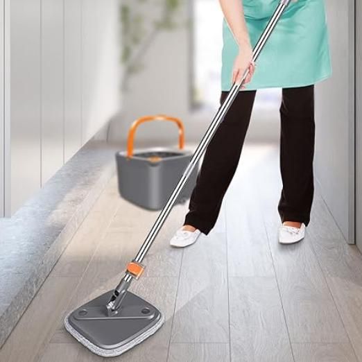 Effortless 360° Microfiber Mop with Water-Separation Bucket – No-Handwash Floor Cleaner