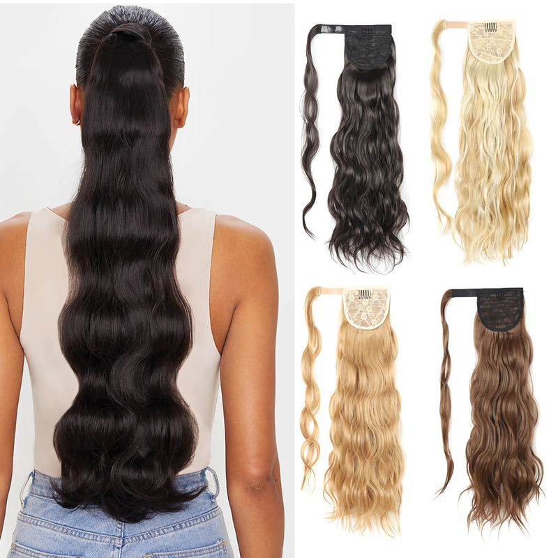 blonde wavy clip-in ponytail extension, view 23 - MRSLM