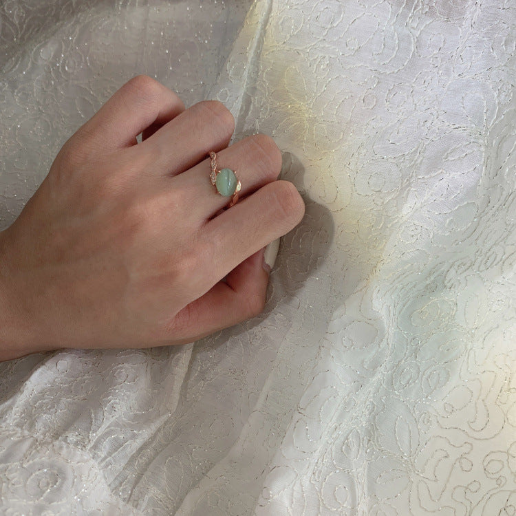 women's green jade ring, view 2 - MRSLM