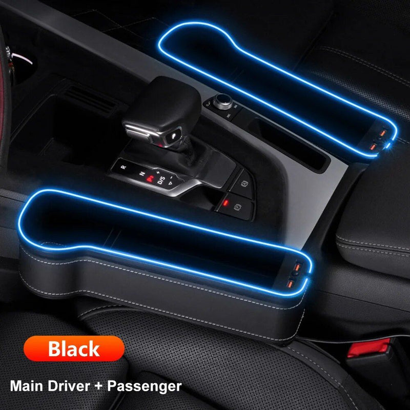 led car seat gap organizer with dual usb, view 10 - MRSLM