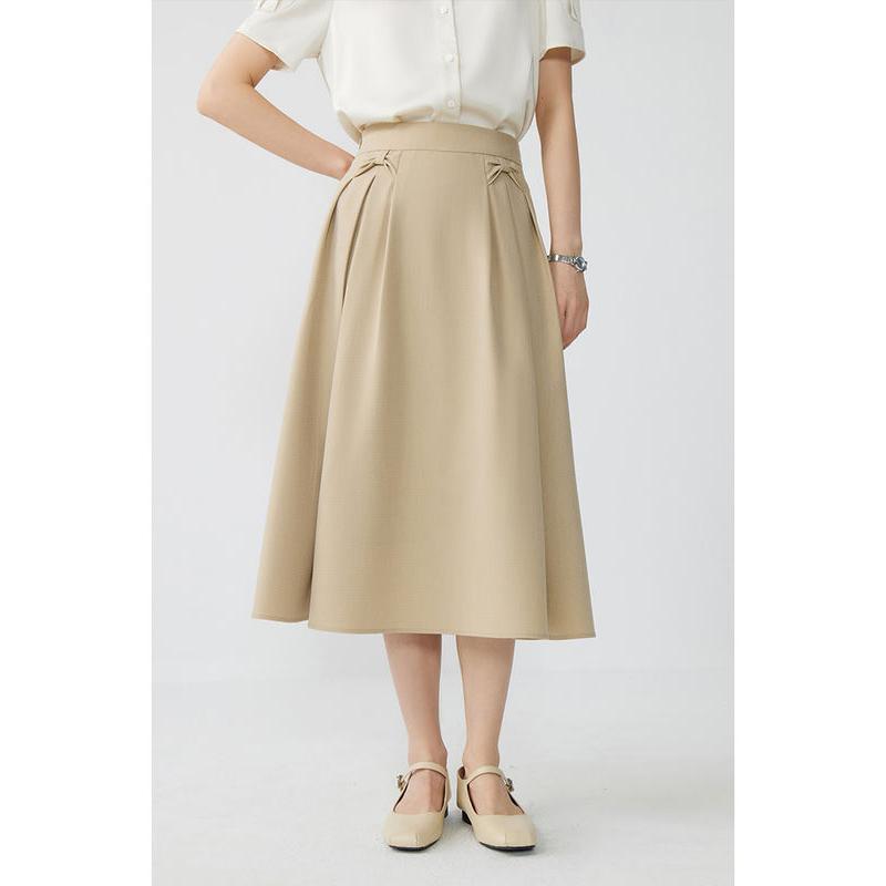 pleated a-line midi skirt, view 3 - MRSLM