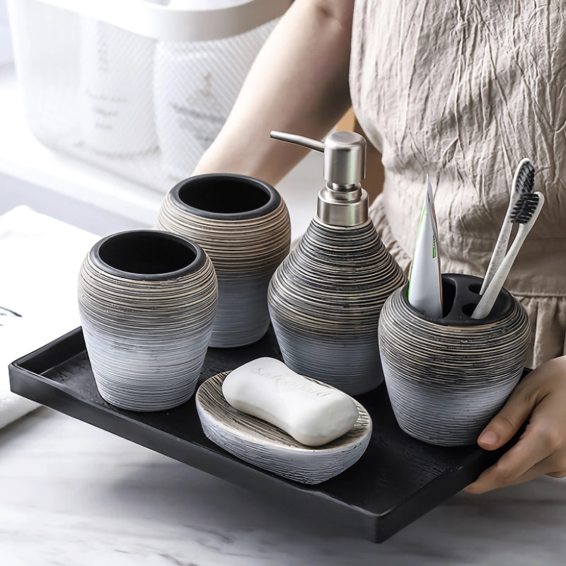 retro ceramic bathroom set, view 3 - MRSLM