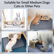 bamboo elevated dog bowls with adjustable stand, view 4 - MRSLM