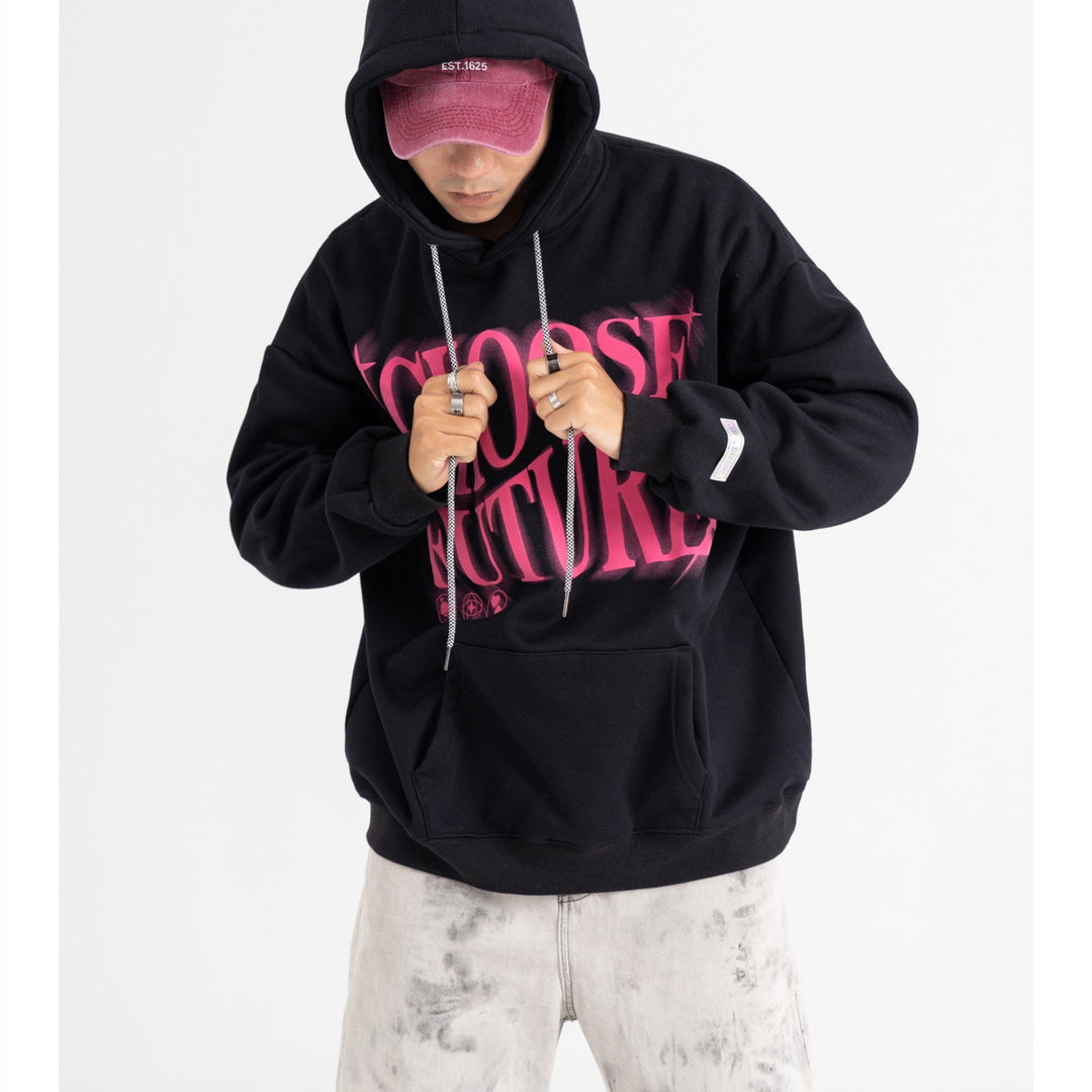 High Street Fashion Brand Foaming Letter Couple Hooded Sweater