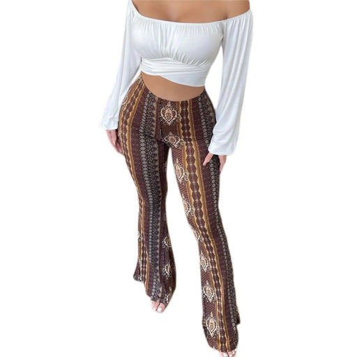 floral print high-waist flared pants, view 2 - MRSLM