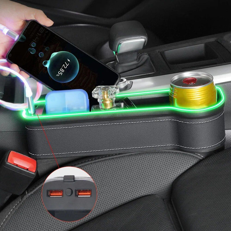 led car seat gap organizer with dual usb, view 11 - MRSLM