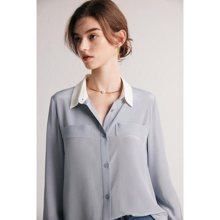 Chic Silk Crepe De Chine Dress Shirt for Women