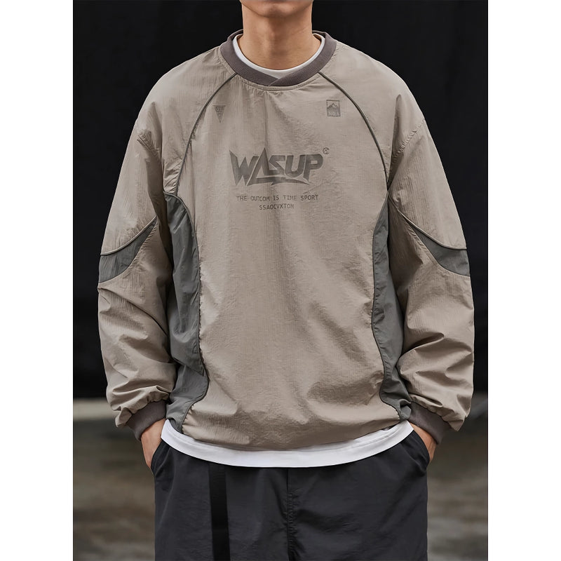 patchwork crew-neck hoodie for men, view 5 - MRSLM
