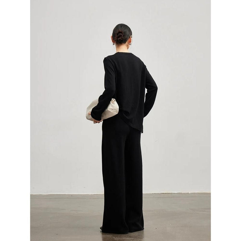 wide leg wool-blend trousers, view 8 - MRSLM