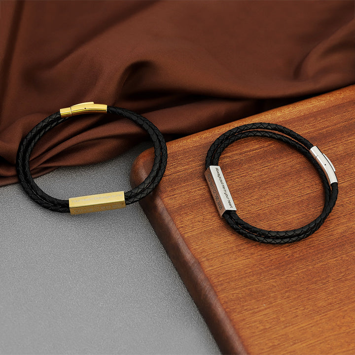 Black Multi-layer Leather Rope Letter Bracelet