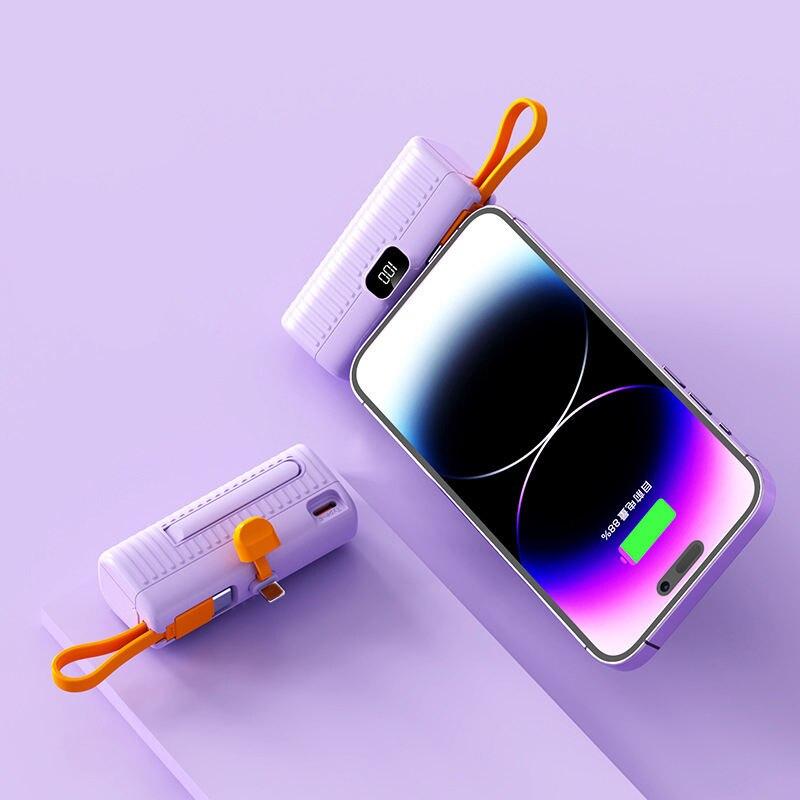 Ultra-Compact 30000mAh Power Bank with Built-in Cables & Fast Charging