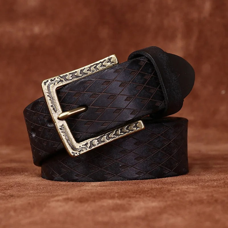 Thick cowhide leather belt, view 7 - MRSLM