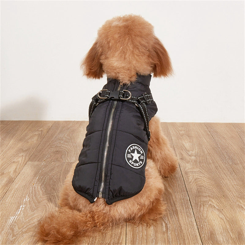 waterproof dog coat with harness, view 9 - MRSLM