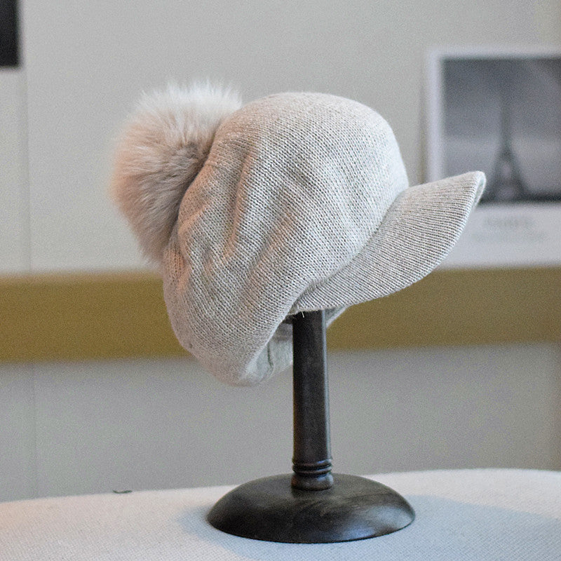 Soft Knitted Wool Ball Beret Retro Korean Type Hat