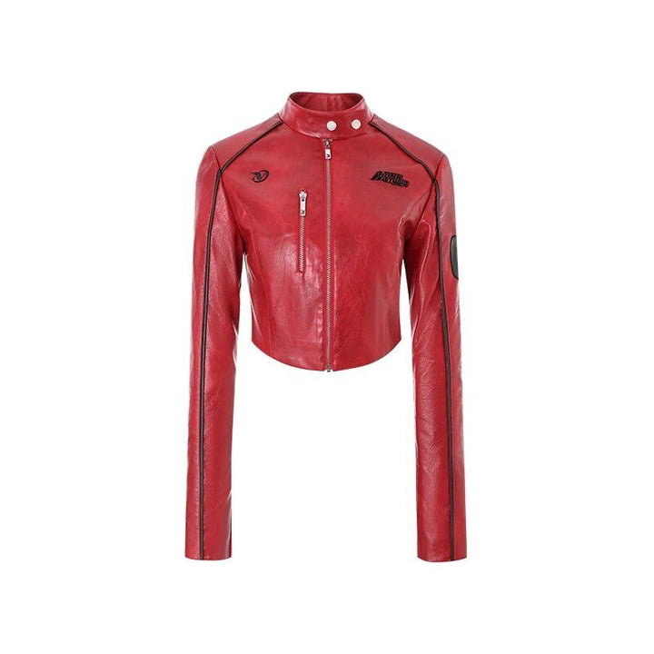 Leather Bomber Cropped Jacket