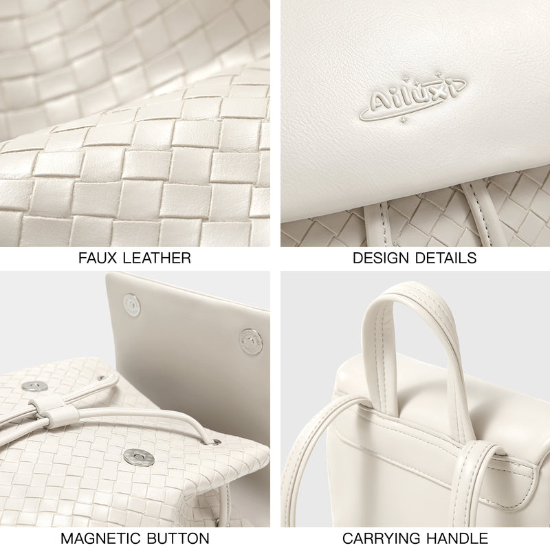 white knitted mini backpack, view 6 - MRSLM