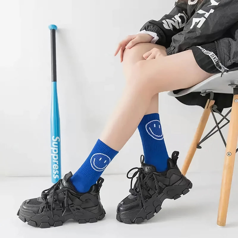 Trendige blaue Harajuku-Socken aus Baumwolle