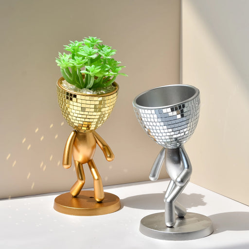 mirror disco walking man planter pot - MRSLM