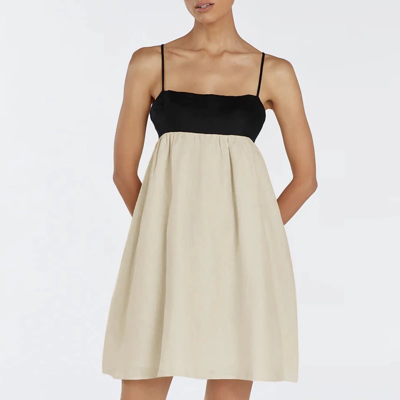 Sommerbrise Leinen-Minikleid – Lässiges A-Linien-Kleid mit Spaghettiträgern
