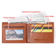 genuine leather bifold wallet, view 8 - MRSLM