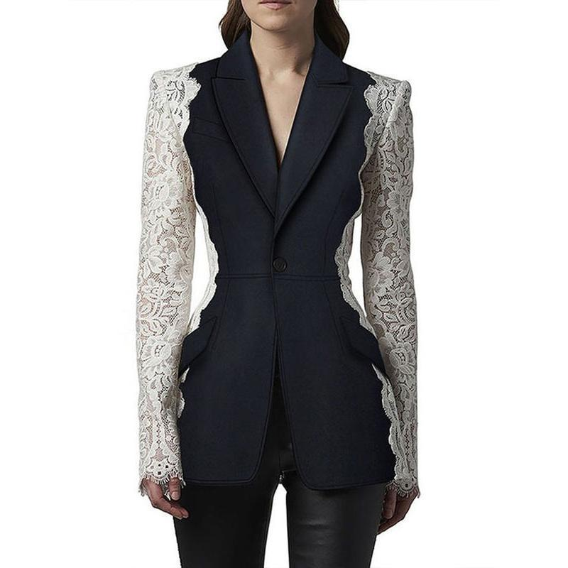 Damenblazer mit Spitzenpatchwork