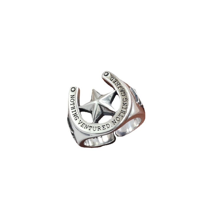 S925 Sterling Silver Pentagram Ring Men