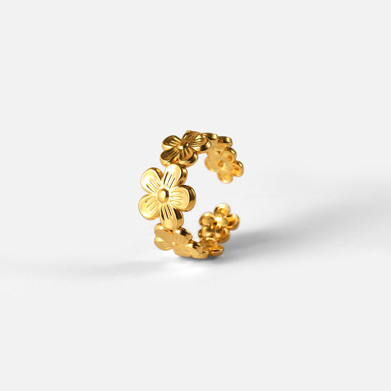 adjustable gold flower ring, view 4 - MRSLM