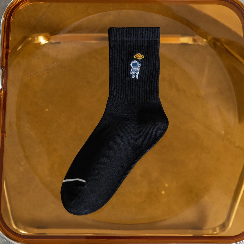 Embroidered astronaut space socks, view 2 - MRSLM