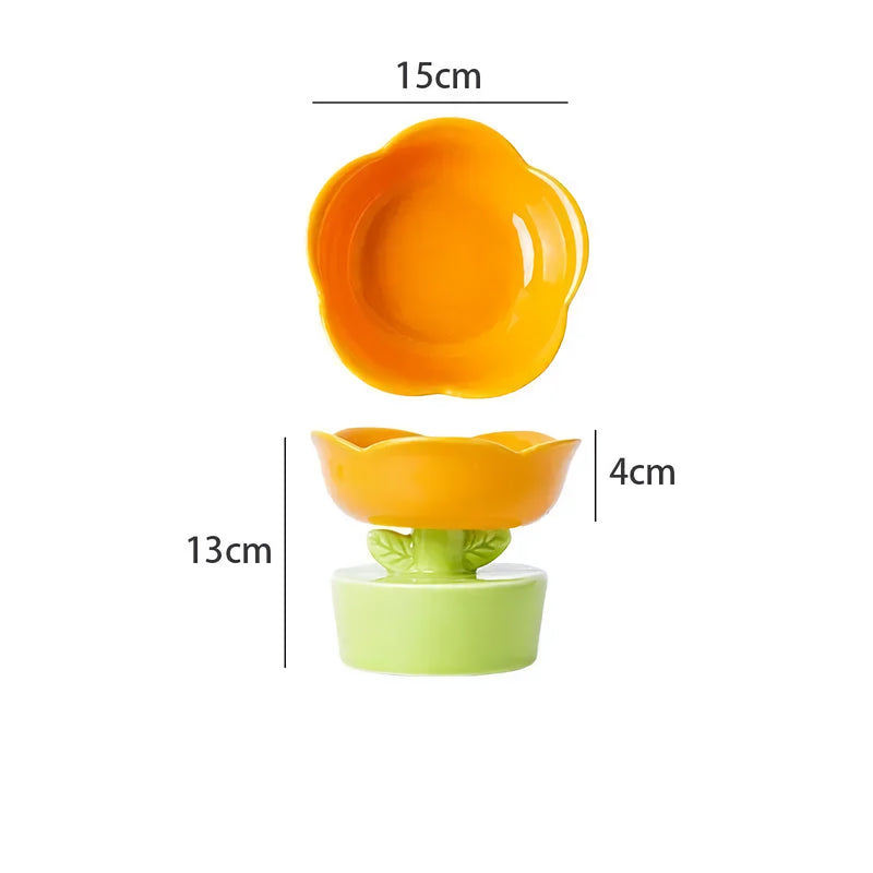 flower-shaped ceramic pet bowl, view 5 - MRSLM