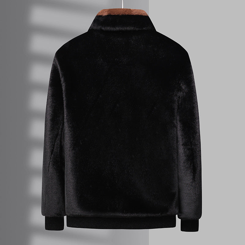 Casaco de inverno masculino de pele de vison quente