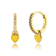 s925 silver epoxy heart ear hook earrings, view 2 - MRSLM