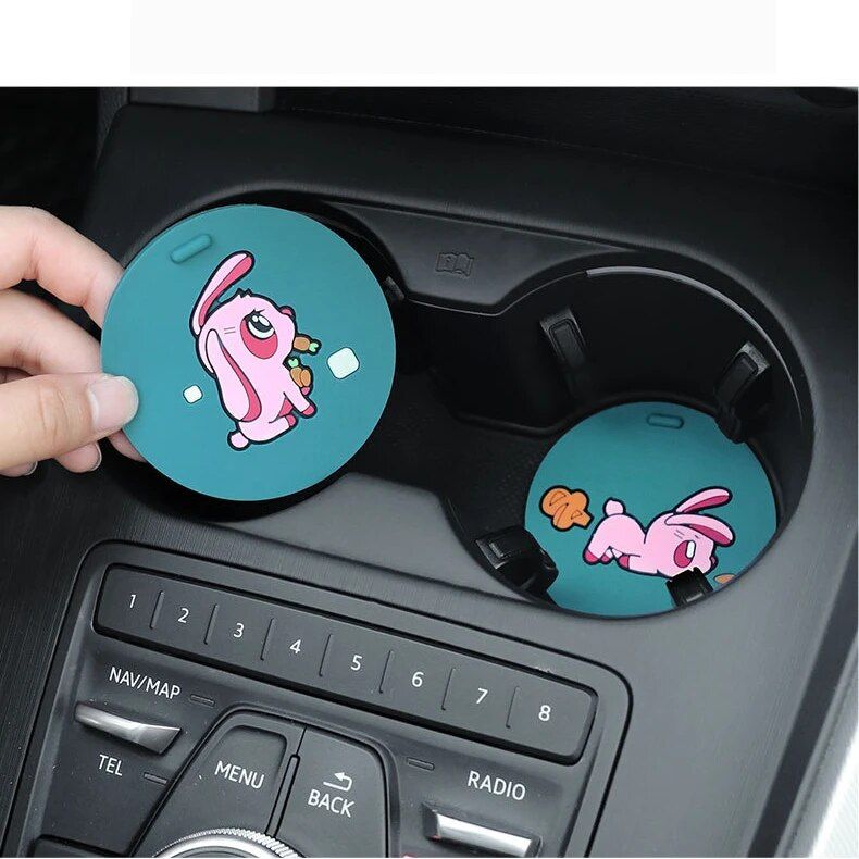 2-teilige Silikon-Autobecheruntersetzer mit Cartoon-Tiermotiven