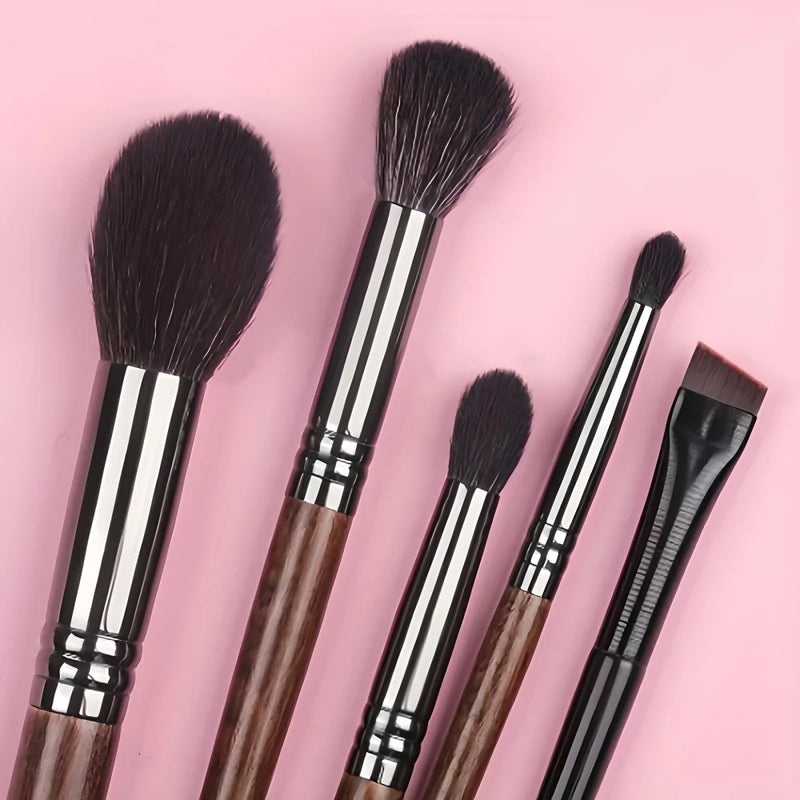 5-piece goat hair makeup brush set, view 4 - MRSLM