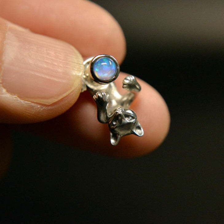 cute cat animal earrings, view 5 - MRSLM