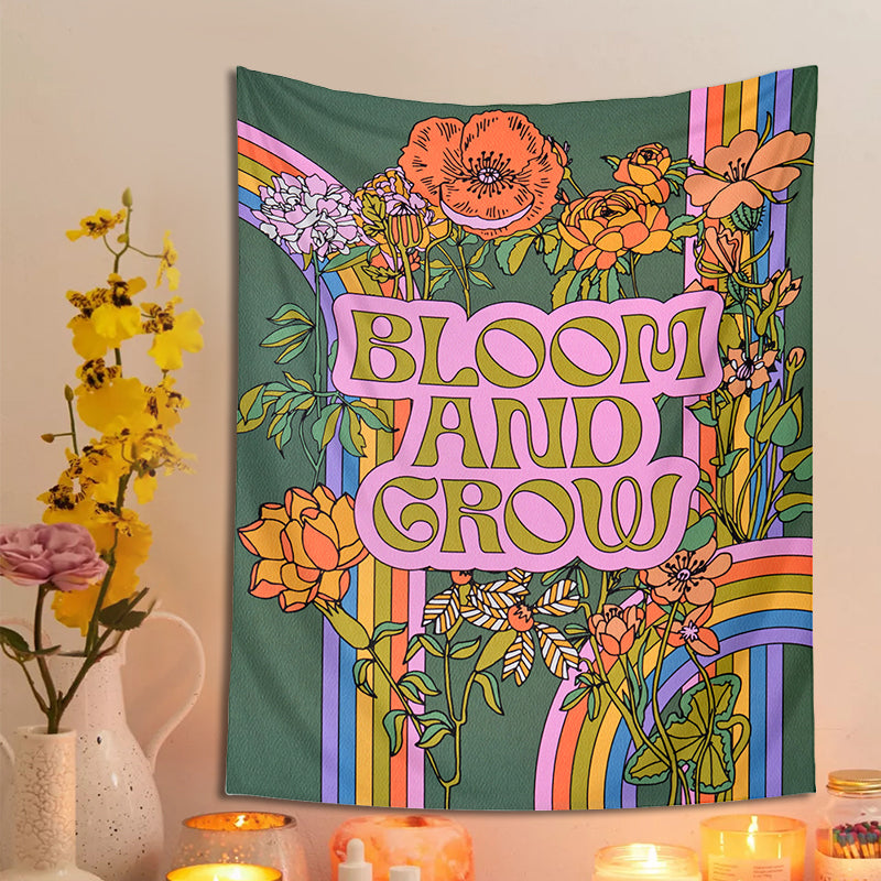 70s retro rainbow flower tapestry, view 4 - MRSLM