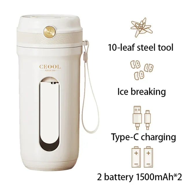 10 Blades Portable USB Rechargeable Smoothie Juicer Cup
