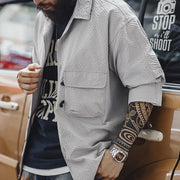 cuban collar seersucker shirt, view 5 - MRSLM