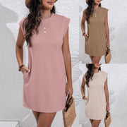 Women's loose sleeveless solid color dress - MRSLM