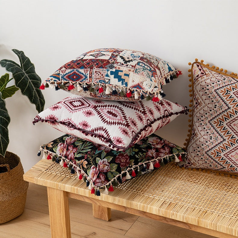 moroccan boho tassel cushion covers, view 9 - MRSLM