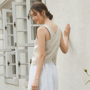 back cross linen top, view 5 - MRSLM