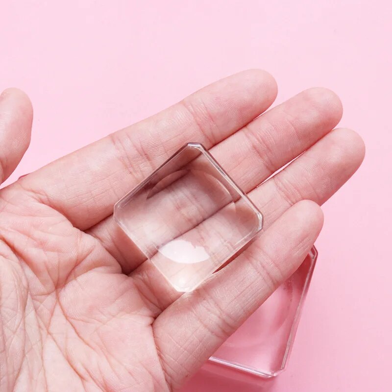 Square Crystal Glass Eyelash Glue Holder - Adhesive Pallet Stand for Makeup