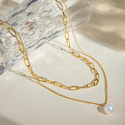 double layer paper clip necklace, view 5 - MRSLM