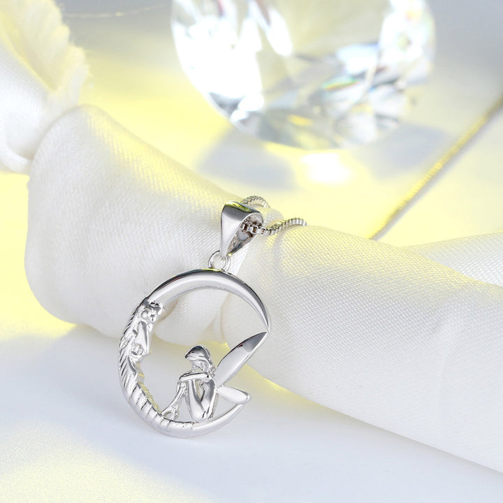 S925 Sterling Silver Necklace Angel Pendant Spirit