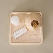 beige travertine match holder, view 4 - MRSLM