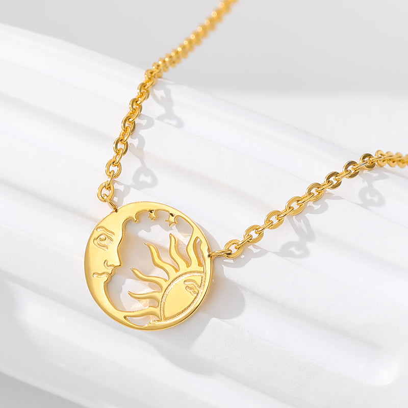 moon and sun coin pendant necklace, view 4 - MRSLM