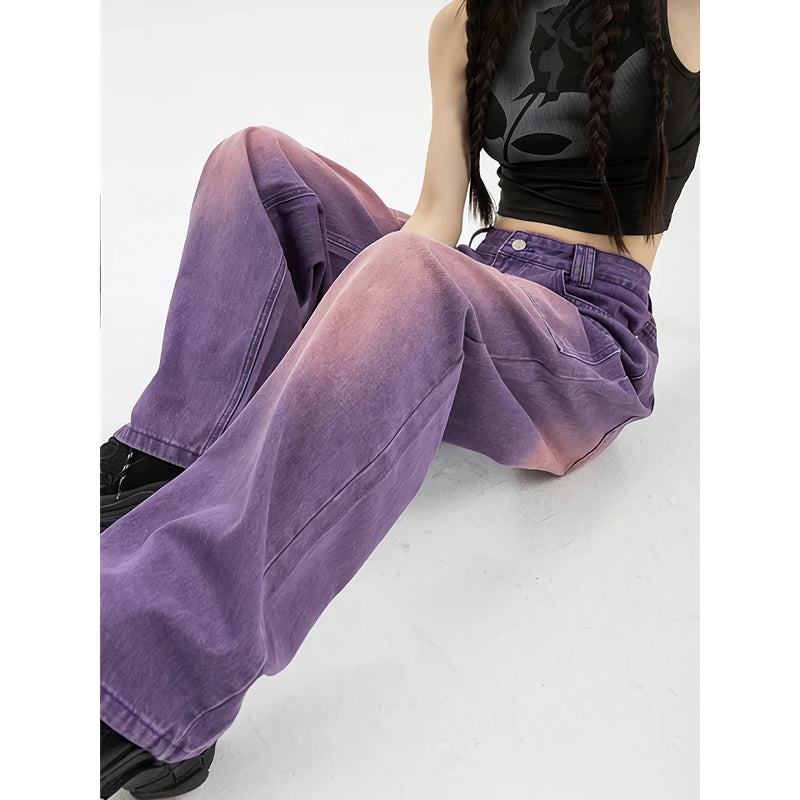 purple wide leg jeans, view 6 - MRSLM