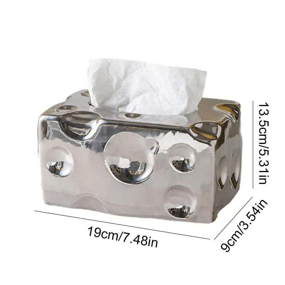 Cheese-Themed Ceramic Tissue Box - Cute and Practical Home Accessory