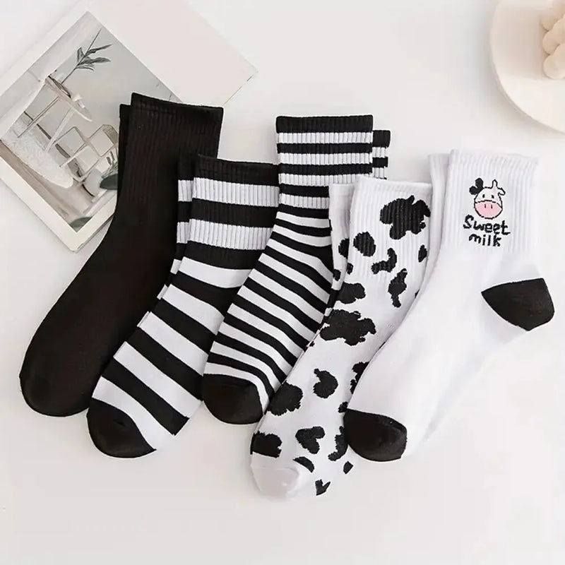 5 pairs cartoon printed ankle socks, view 2 - MRSLM