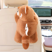 2-in-1 plush car tissue box and trash can, red panda, view 4 - MRSLM