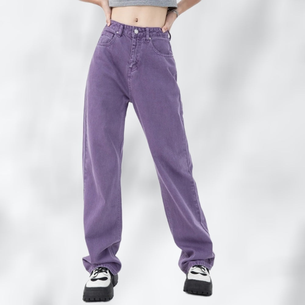 Vintage Purple High Waist Streetwear Jeans